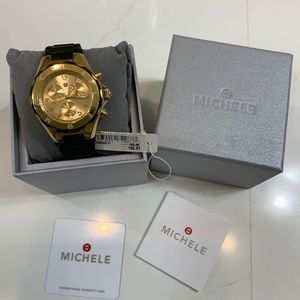 Michele Black and Gold Watch